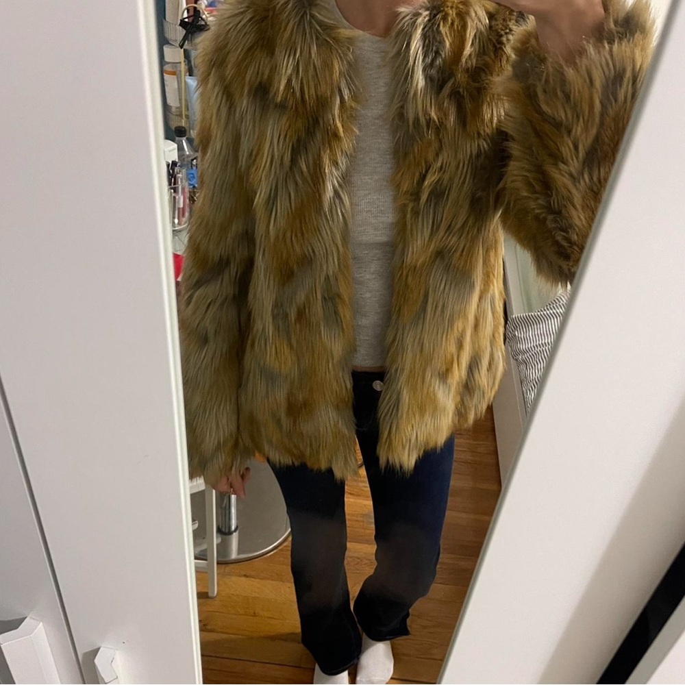 Faux Fur Jacket in Brown